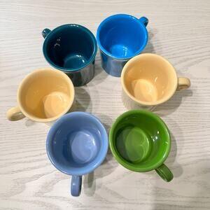 Fiesta Mugs Lot of 6 Blue Green Yellow Coffee Tea Ceramic Vintage